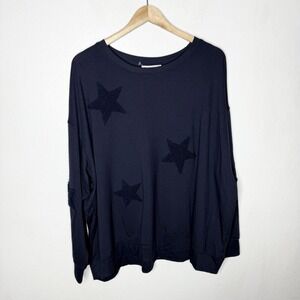 New Workshop Republic Clothing Navy Blue Star Sweater Womens 3X Rayon Blend